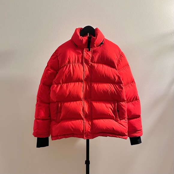 Aritzia Jackets & Blazers - TNA Red Super Puff Regular Length 700 Fill Goose Down Puffer Jacket Size S